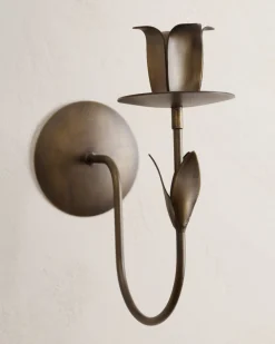 VND6628 Quality Products of India Antique Brass Forged Tulip Wall Sconce