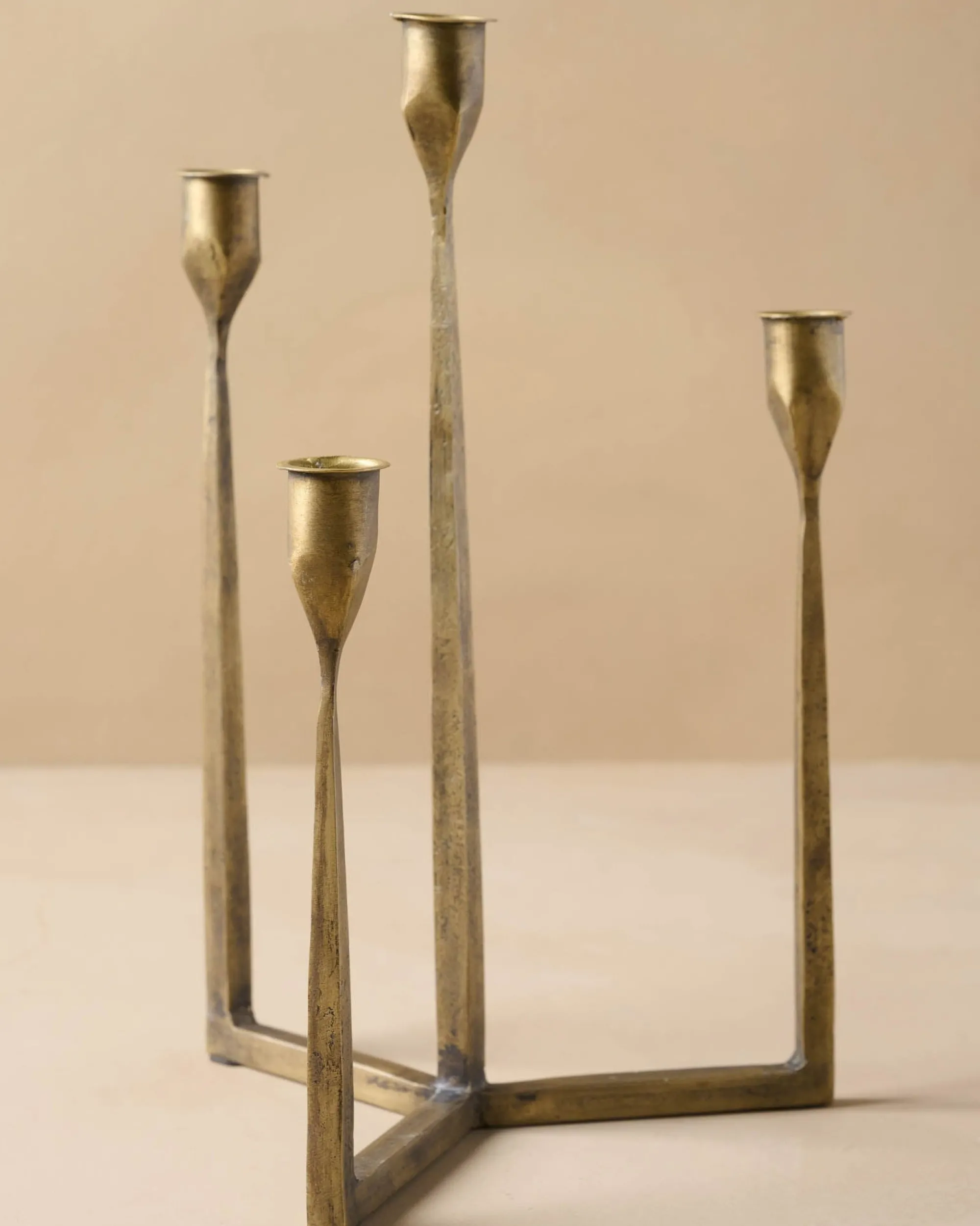 VND7974 Guru Creations Antique Brass Gatecrest Multi Taper Holder