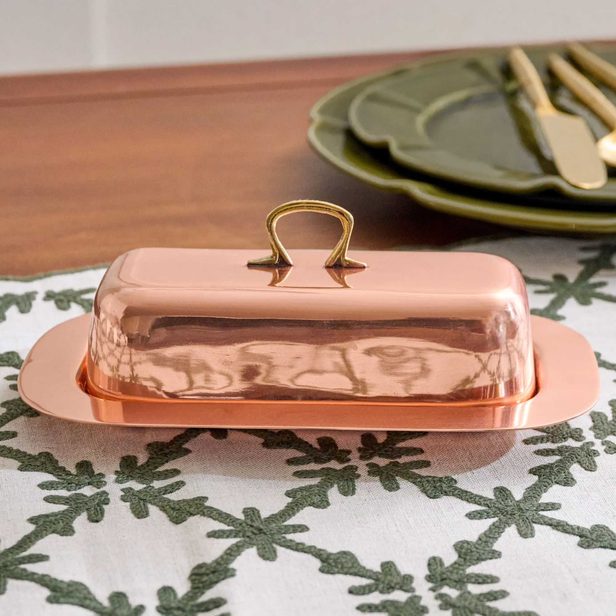 VND7371 True Home Decor Pvt Ltd Antique Copper Butter Dish