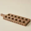 VND8122 R R INDUSTRIES Antiqued Wood Tulip Carved Edge Egg Tray