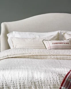 VND7018 Makerspalm, LLC Antique White + Oatmeal Stripe Linen Cotton Duvet Cover