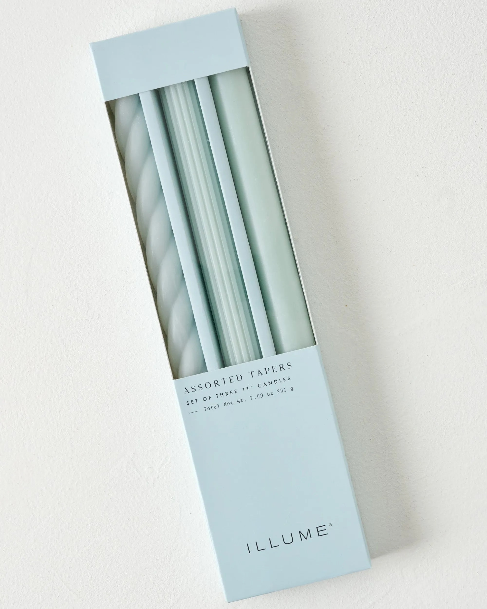 VND2713 Illume Assorted Light Blue Taper Candle Set