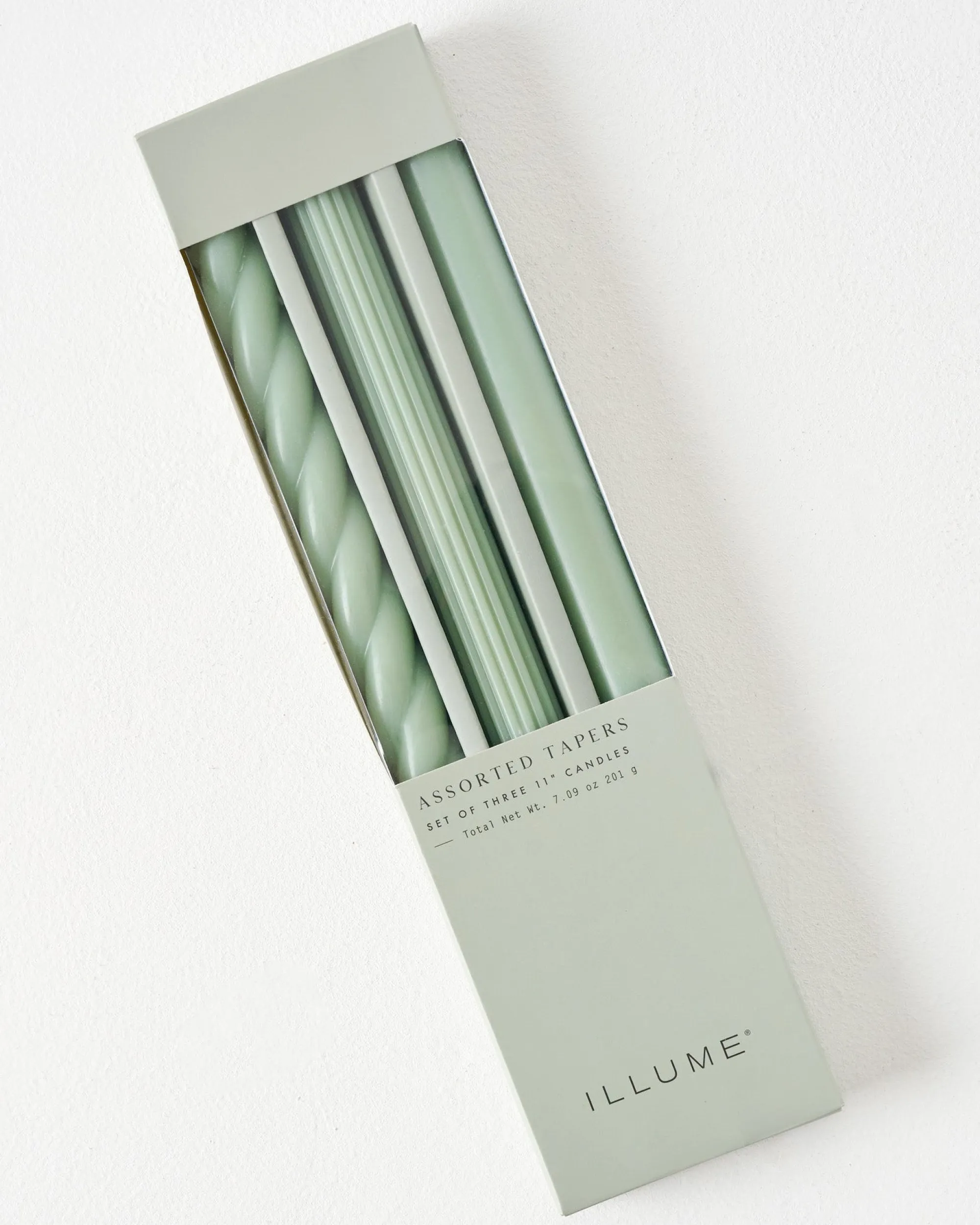 VND2713 Illume Assorted Sage Green Taper Candle Set