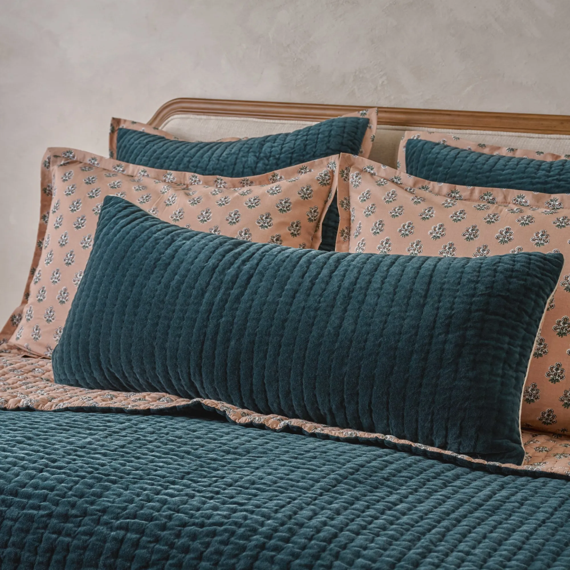VND8328 FA HOME AND APPAREL PVT LTD Audrey Velvet Lumbar Pillow- Magical Forest