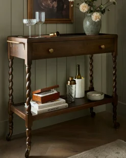 VND8329 Craftmachine India Pvt Ltd Barley Twist Bar Cart