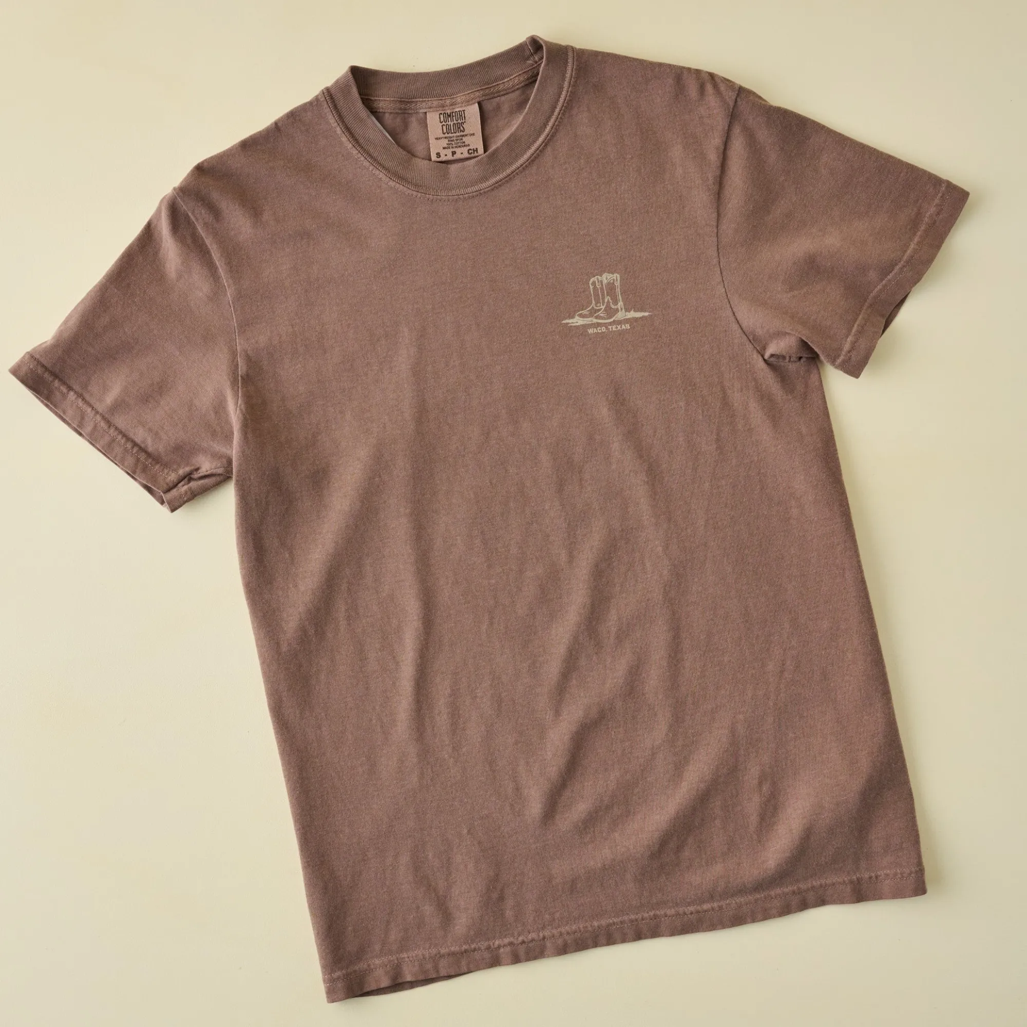 VND0179 Hole In The Roof Marketing Inc Blame It All On My Boots Brown Short Sleeve Shirt