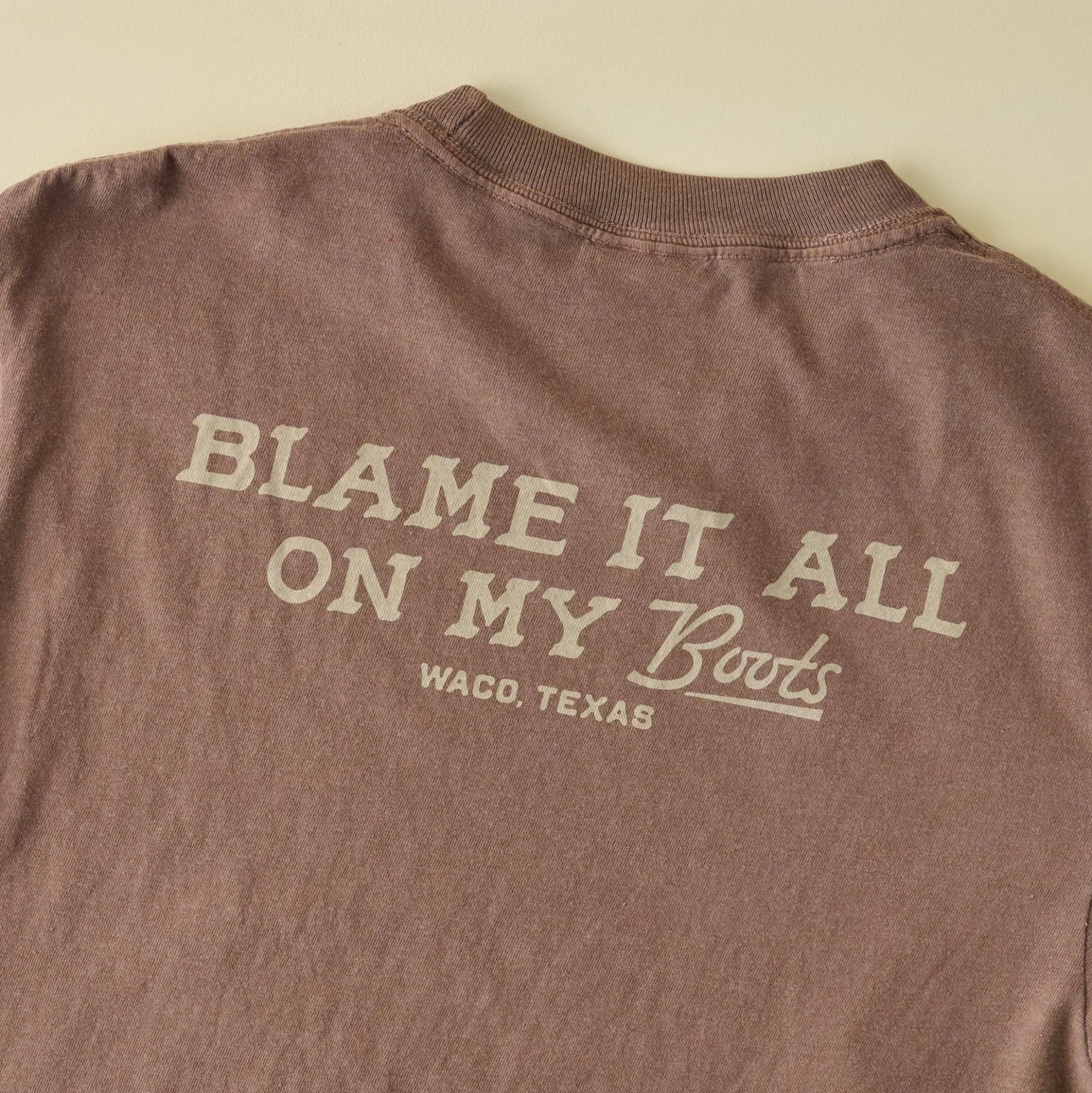 VND0179 Hole In The Roof Marketing Inc Blame It All On My Boots Brown Short Sleeve Shirt