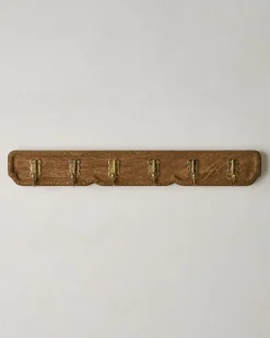 VND8551 MANI ART Caroline Carved Wood and Brass Hook Rack