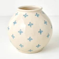 VND6562 Chaozhou Highland Crafts Company Ltd Cream and Blue Luna Vase