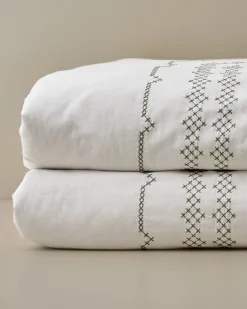 VND8328 FA HOME AND APPAREL PVT LTD Daphne Green Cross-Stitch Duvet Cover