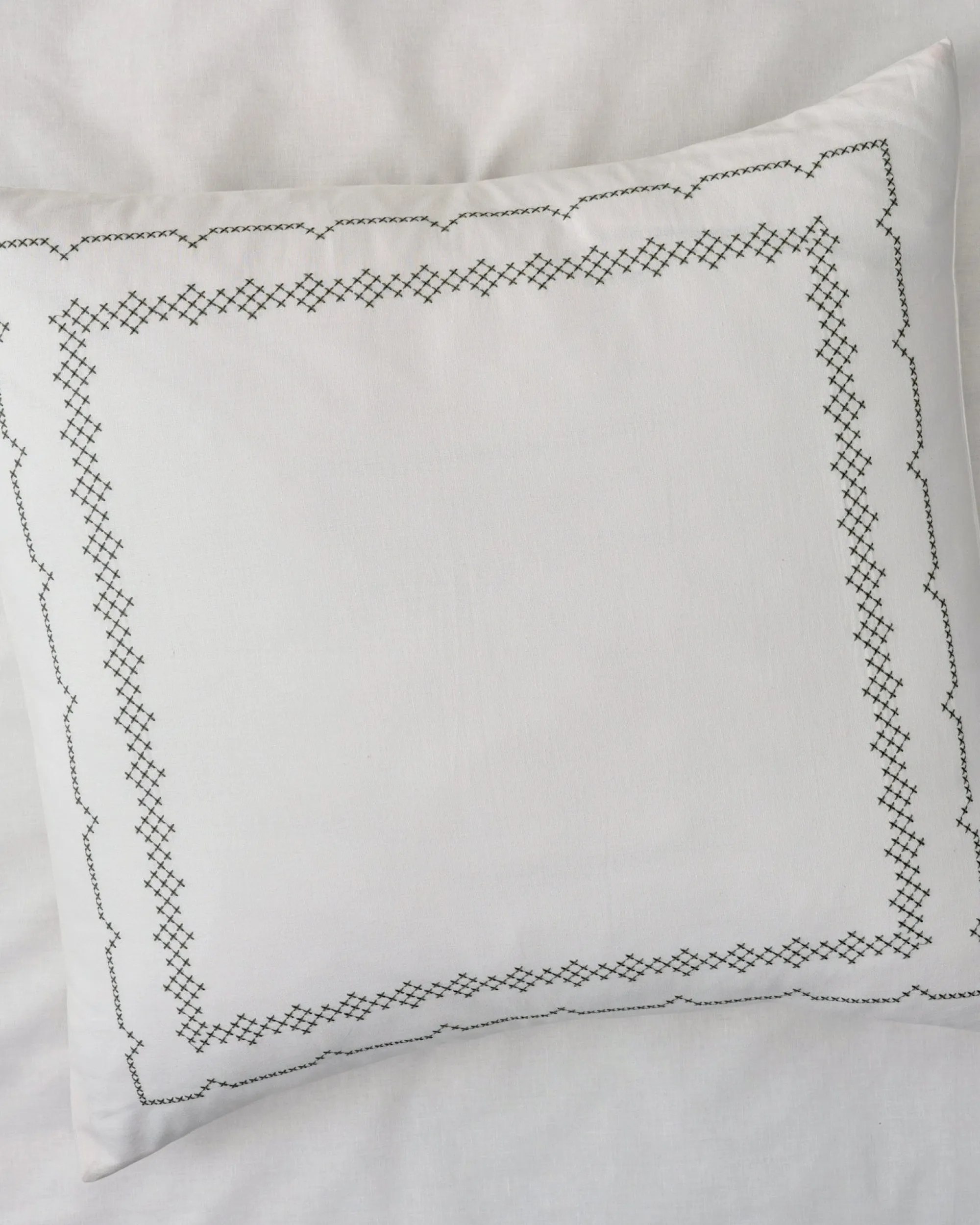 VND8328 FA HOME AND APPAREL PVT LTD Daphne Green Cross-Stitch Sham