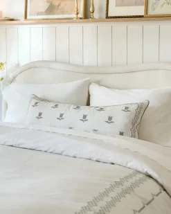 VND8328 FA HOME AND APPAREL PVT LTD Daphne Green Tulip Embroidered Lumbar Pillow