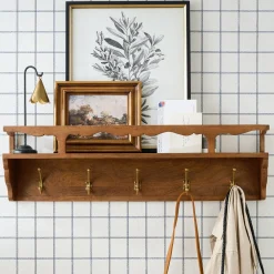 VND8551 MANI ART Daphne Wood and Brass Display Shelf
