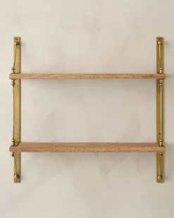 VND6622 ARVIND EXPO-CRAFTS Double Parker Brass and Wood Shelf