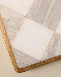 VND8336 SINGHANIA MARBLES PVT.LTD. Everett Checkered Marble Trivet