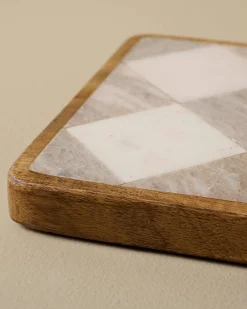 VND8336 SINGHANIA MARBLES PVT.LTD. Everett Checkered Marble Trivet