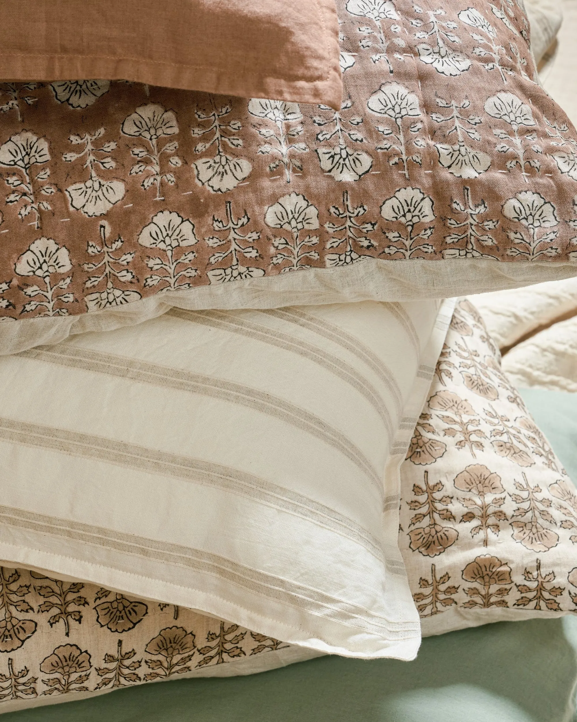 VND7018 Makerspalm, LLC Flora Block Print Pillow Sham - Desert Clay