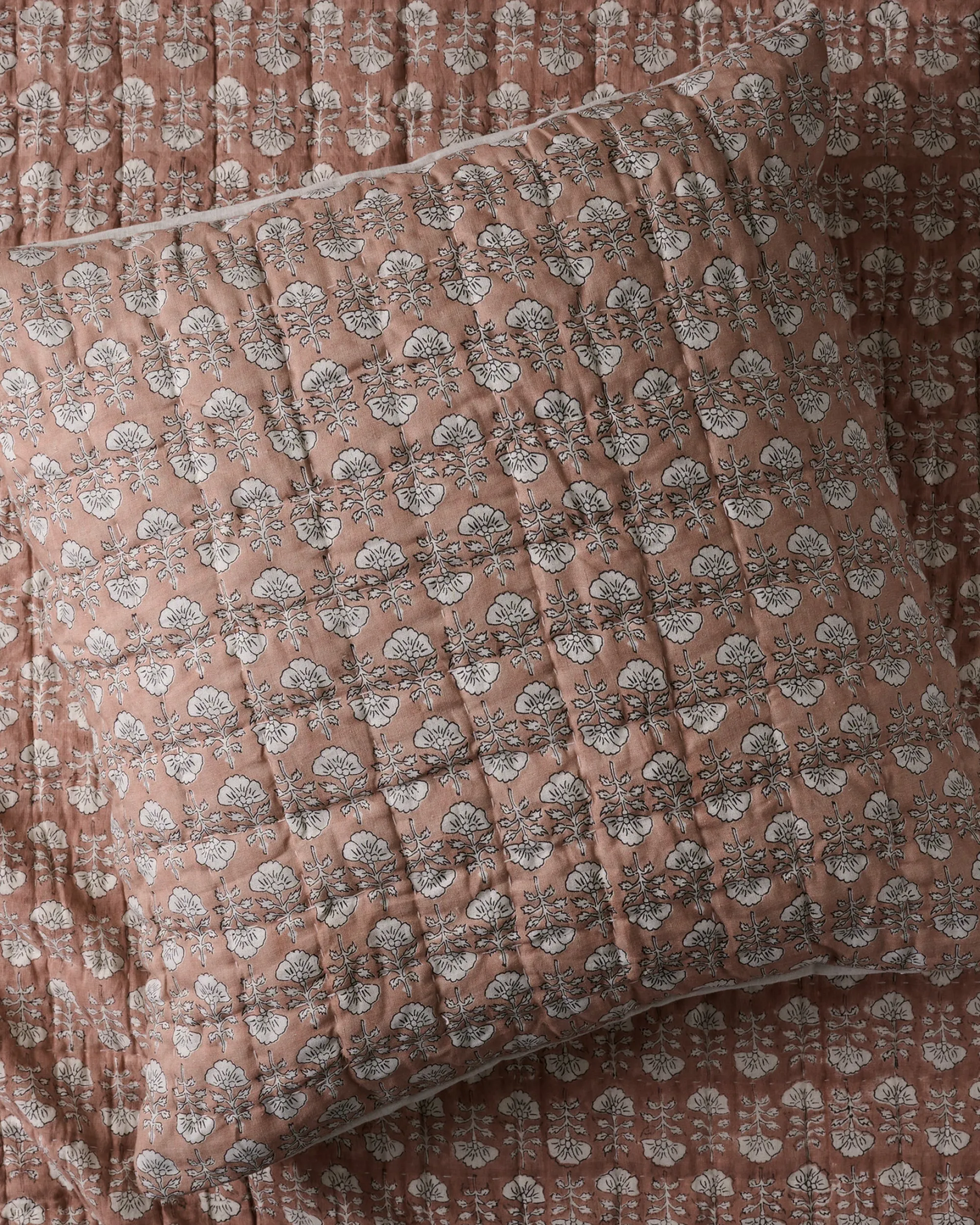 VND7018 Makerspalm, LLC Flora Block Print Pillow Sham - Desert Clay