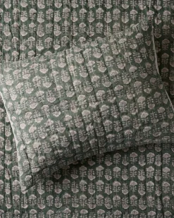 VND7018 Makerspalm, LLC Flora Block Print Pillow Sham - Dusty Green