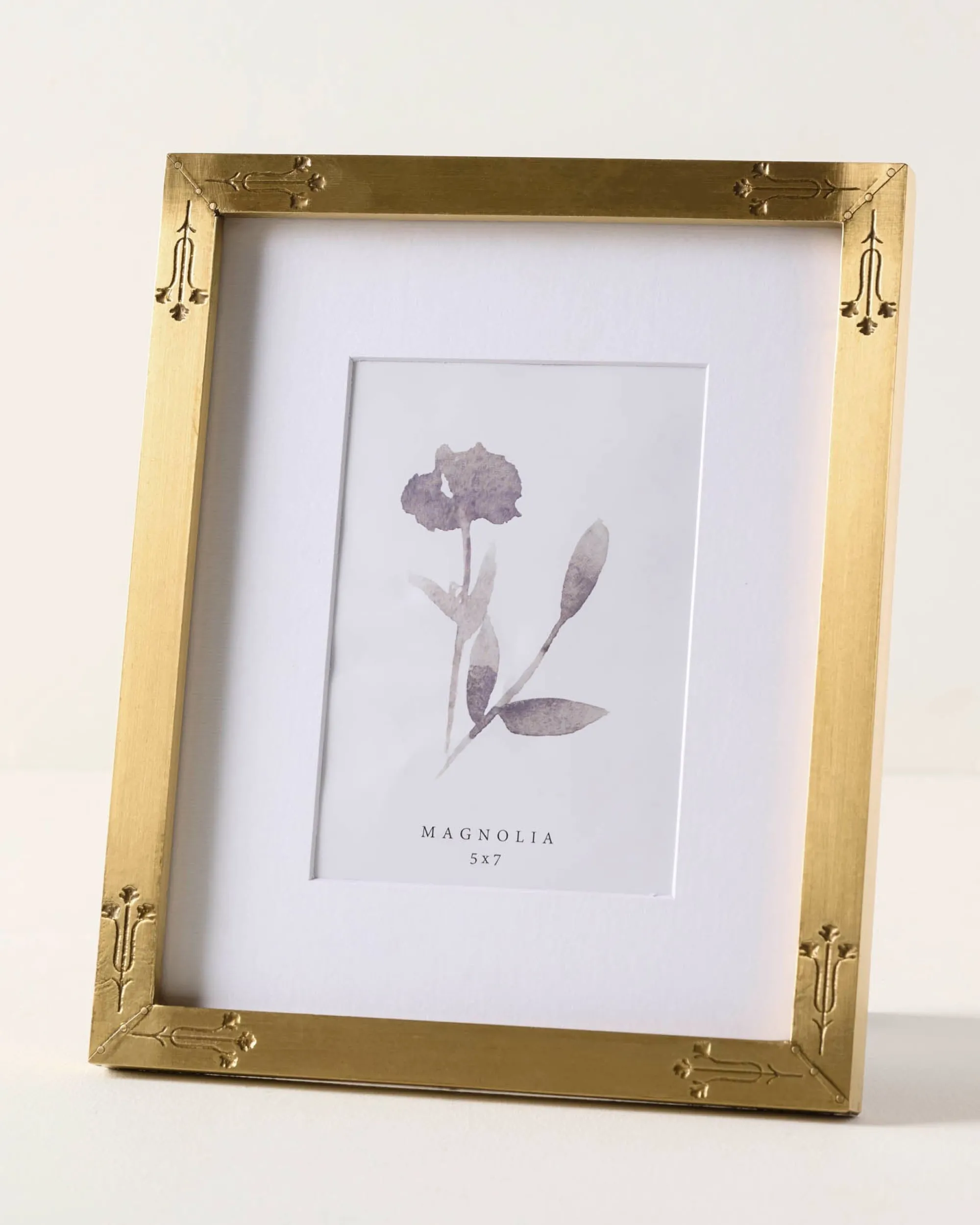 VND8122 R R INDUSTRIES Floral Antique Brass Photo Frame
