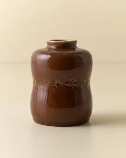 VND7018 Makerspalm, LLC Floral Glazed Debossed Bud Vase