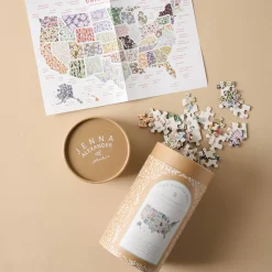 VND6172 Jenna Alexander LLC Flower Map of the USA Puzzle