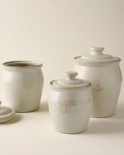 VND6562 Chaozhou Highland Crafts Company Ltd French Grey Embossed Stripe Canister