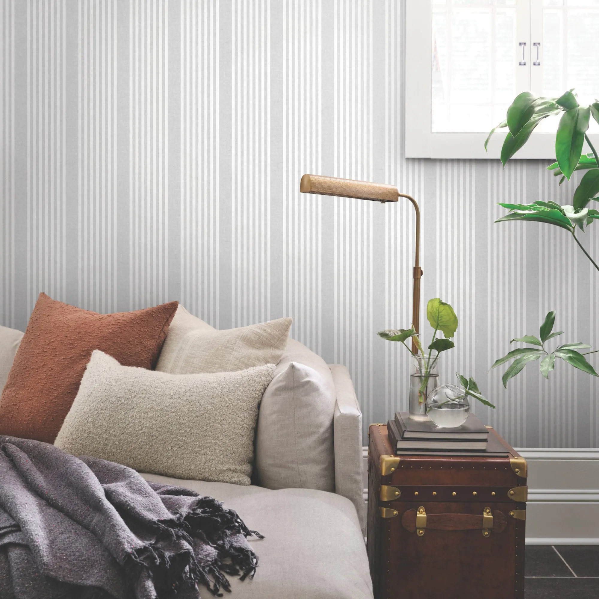 VND2730 York Wallcoverings French Linen Stripe Wallpaper