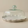 VND6562 Chaozhou Highland Crafts Company Ltd French White Ruffle Cake Plate + Dome