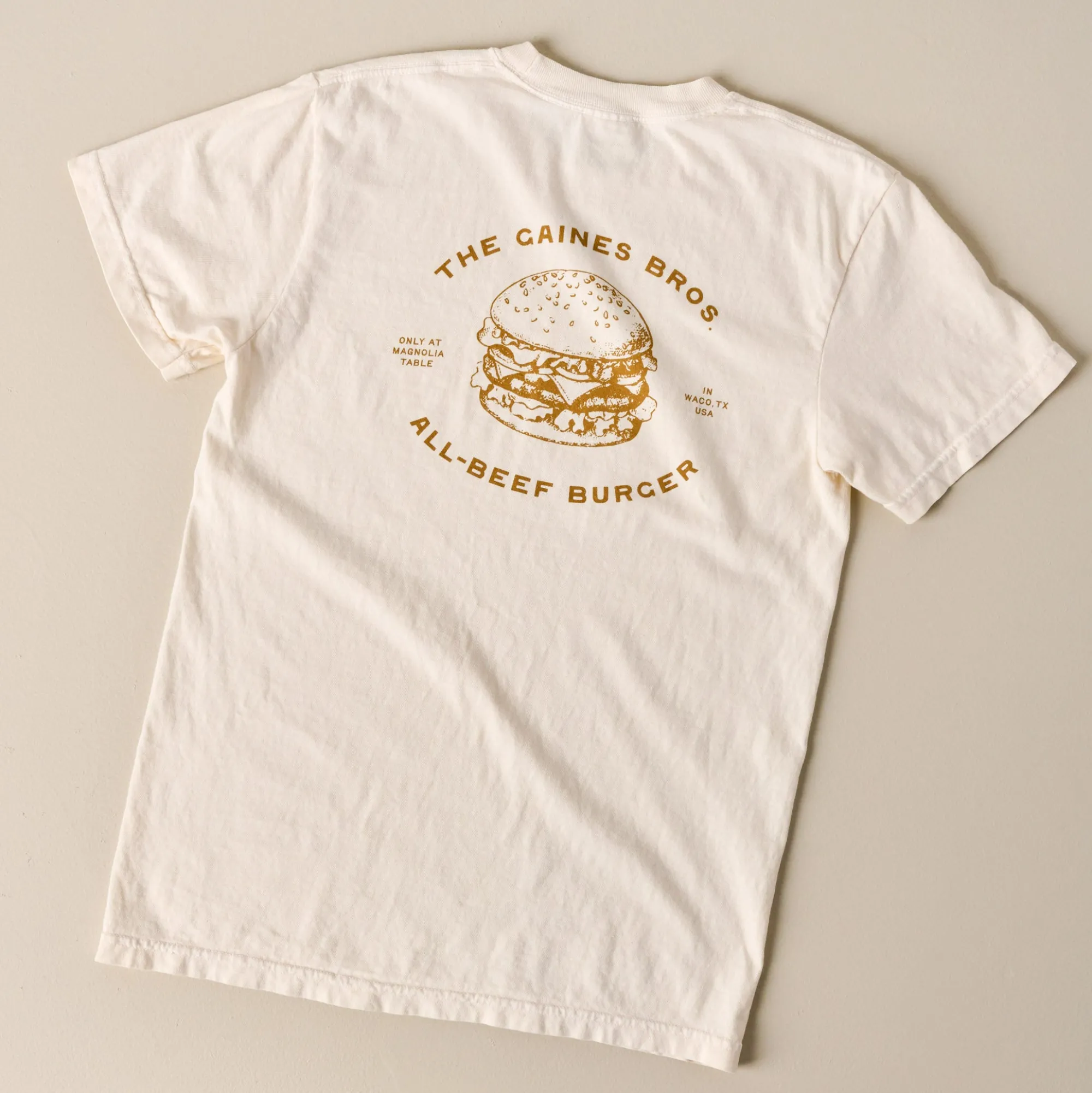 VND0179 Hole In The Roof Marketing Inc Gaines Bros Burger Ivory Tee