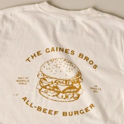 VND0179 Hole In The Roof Marketing Inc Gaines Bros Burger Ivory Tee