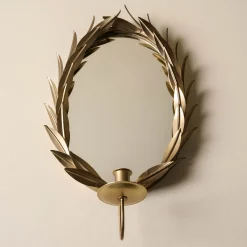 VND6714 BRASAGE Gilded Wreath Mirrored Wall Sconce