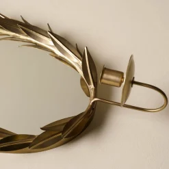 VND6714 BRASAGE Gilded Wreath Mirrored Wall Sconce