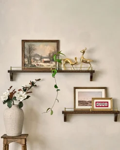 VND7974 Guru Creations Gloria Carved Wood and Brass Picture Ledge