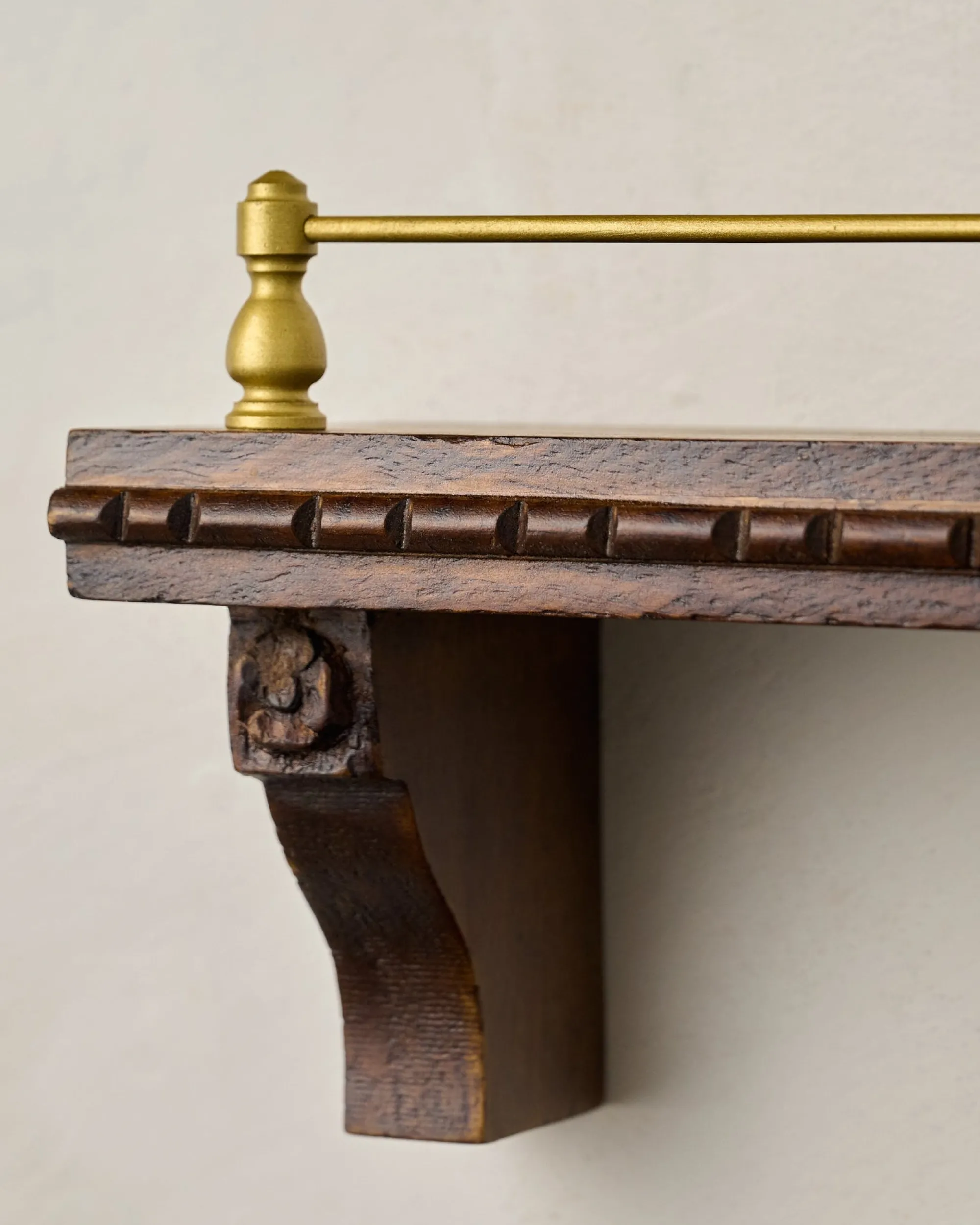 VND7974 Guru Creations Gloria Carved Wood and Brass Picture Ledge