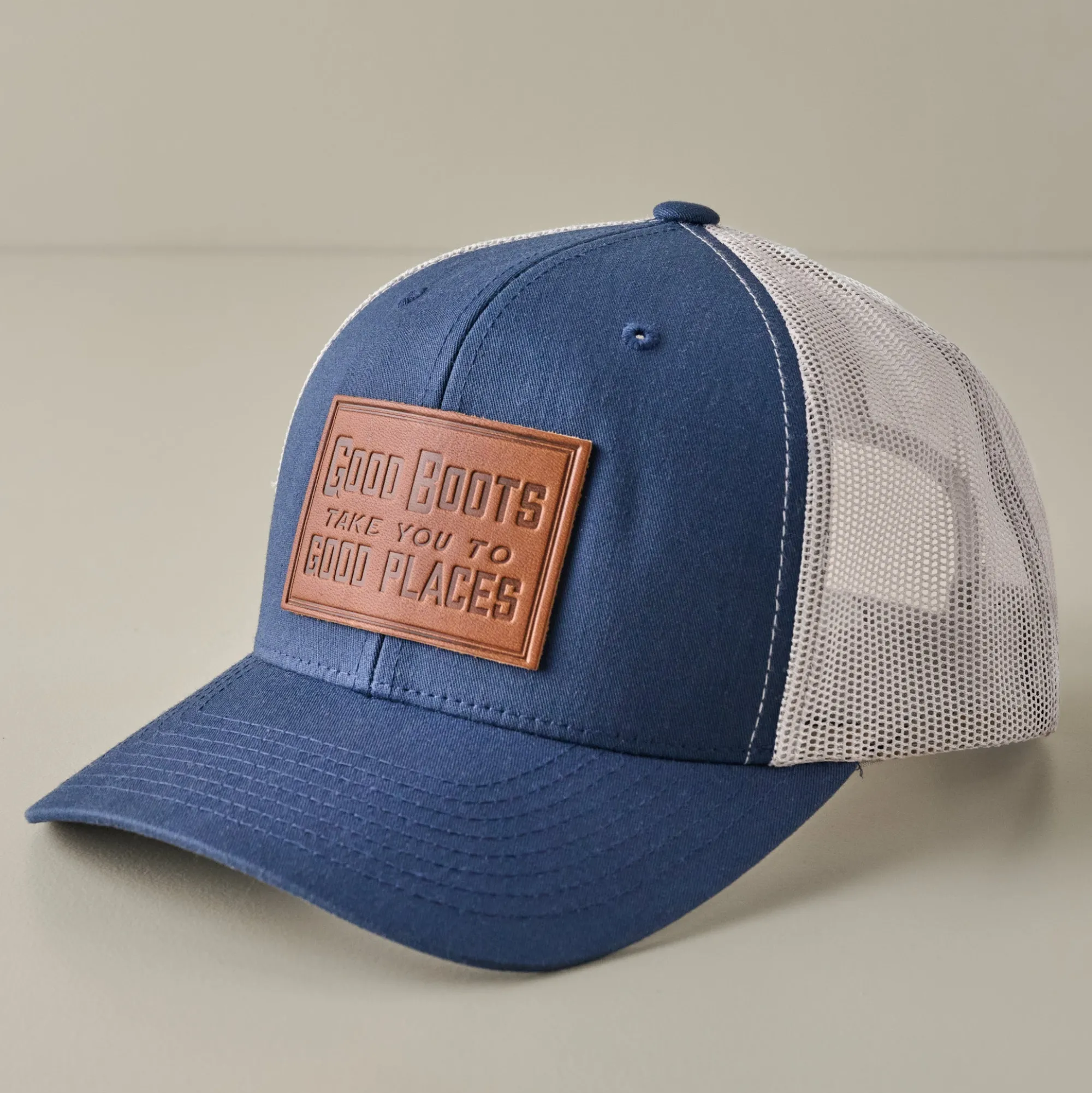 VND7948 Ox & Pine LLC Good Boots Navy Leather Patch Hat