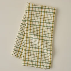 VND6843 KARUR GOLDLINE EXPORTS LLP Green Windowpane Plaid Tea Towel