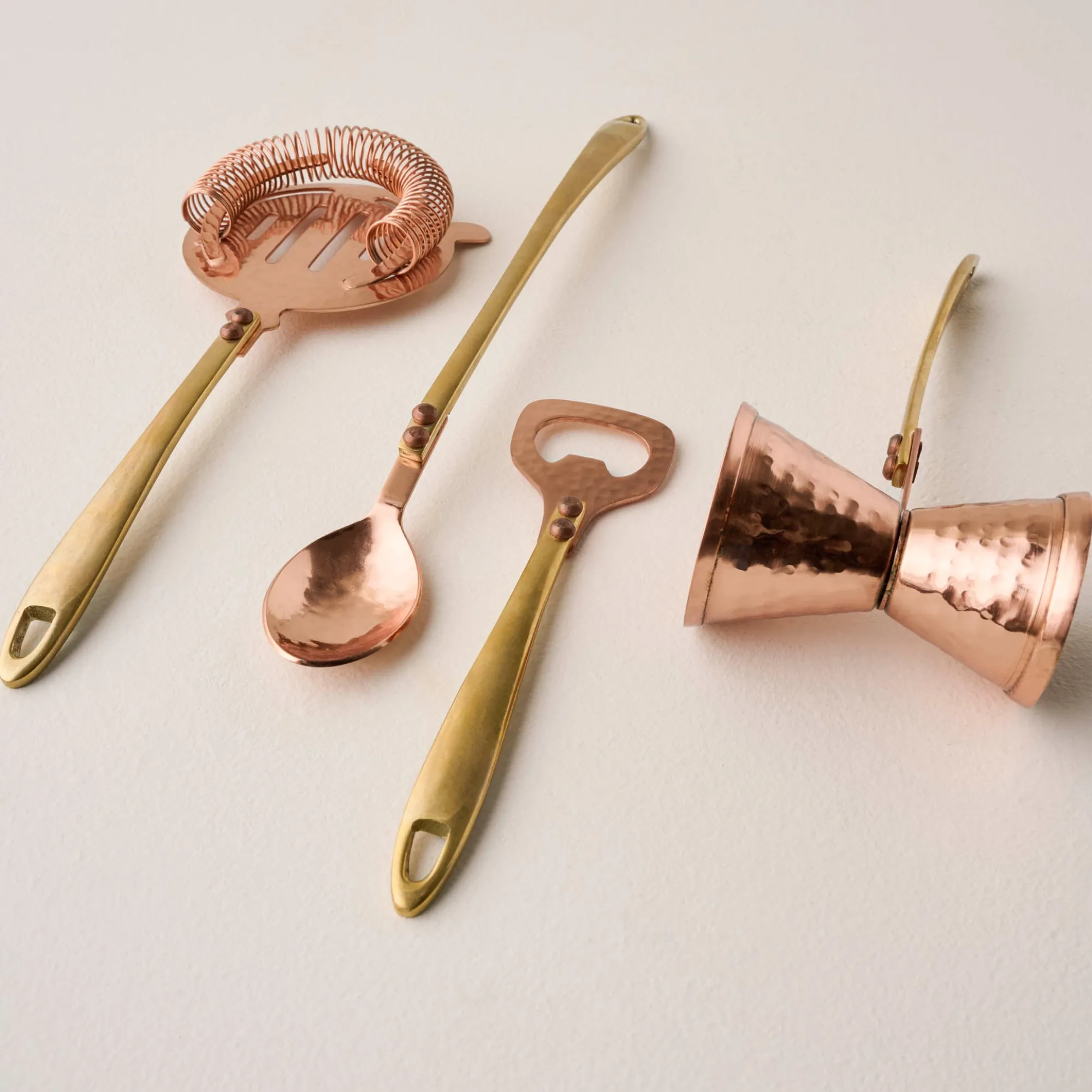 VND0018 Be Home Hammered Copper and Gold Jigger