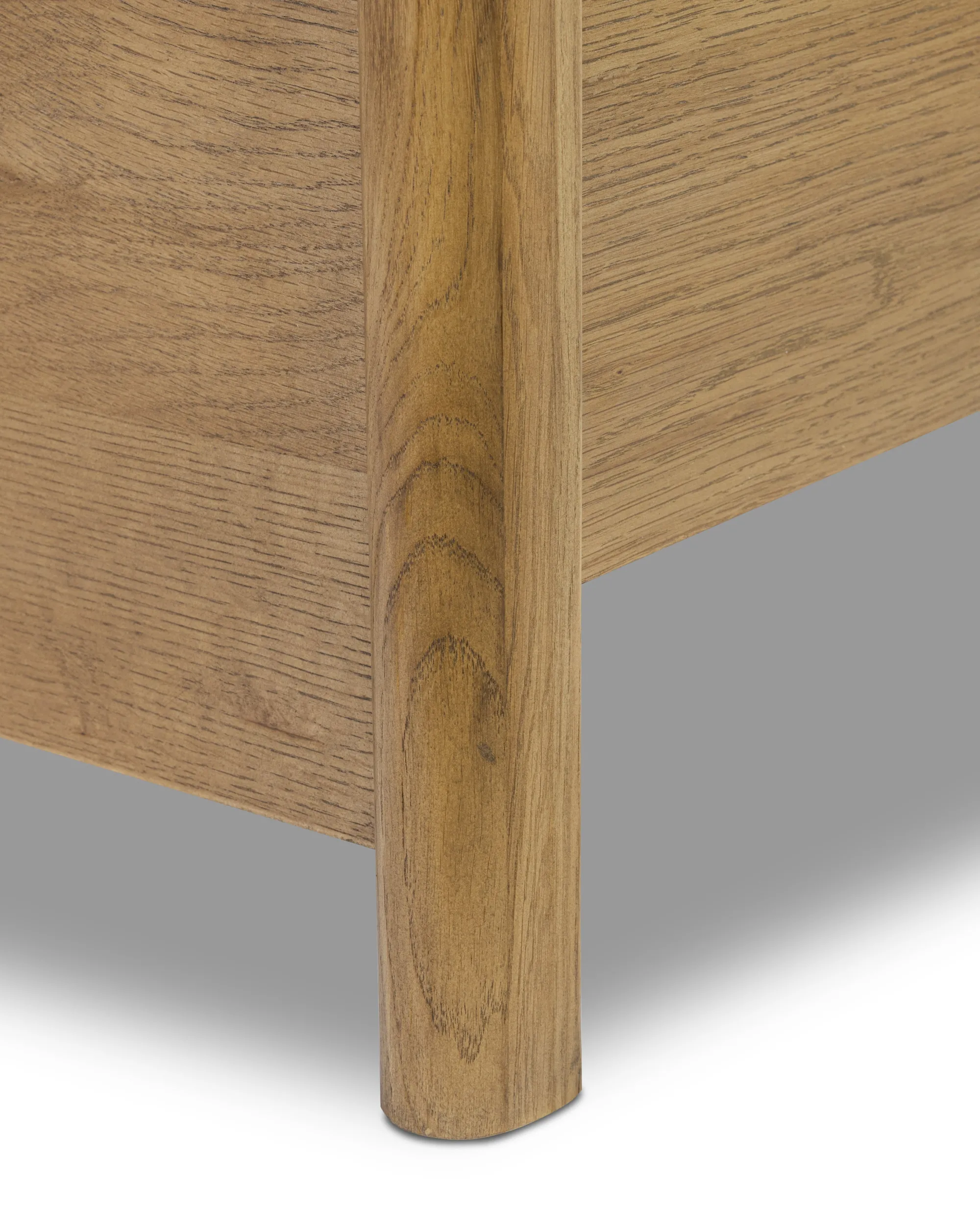 VND6200 Four Hands, LLC Kennie Upholstered Bed Frame with Carved Solid Oak and Linen Headboard