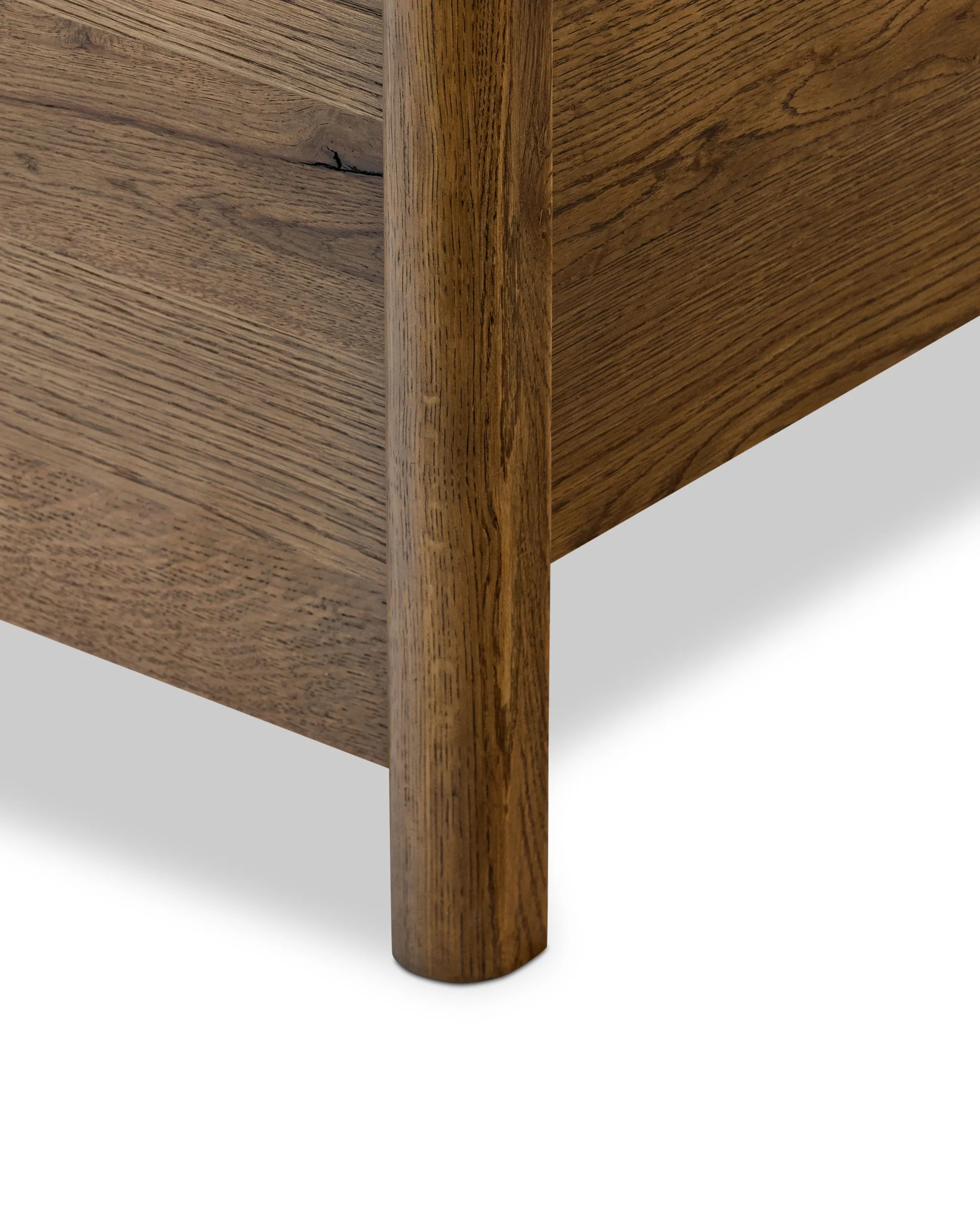 VND6200 Four Hands, LLC Kennie Upholstered Bed Frame with Carved Solid Oak and Linen Headboard