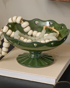 VND0164 Creative Co-op Inc Libby Glazed Ceramic Footed Bowl