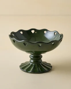 VND0164 Creative Co-op Inc Libby Glazed Ceramic Footed Bowl