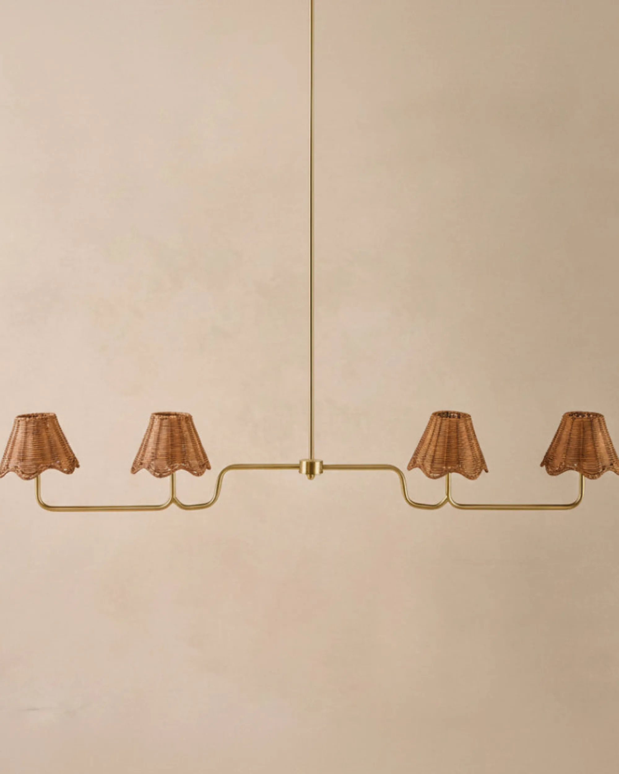 VND6475 StyleCraft Home Collection Lucinda Rattan Scallop Linear Chandelier