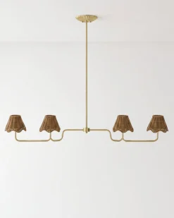 VND6475 StyleCraft Home Collection Lucinda Rattan Scallop Linear Chandelier
