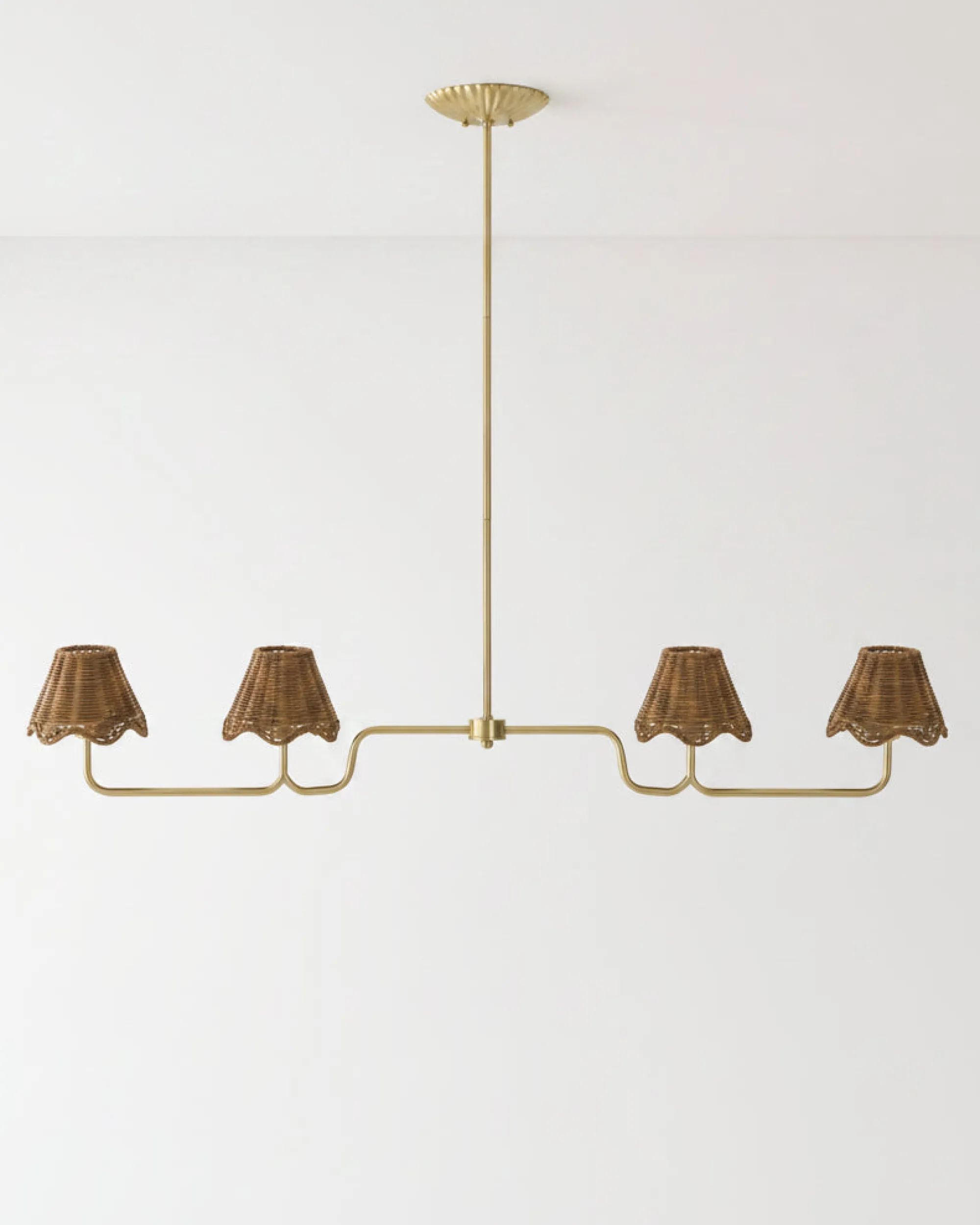 VND6475 StyleCraft Home Collection Lucinda Rattan Scallop Linear Chandelier