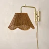 VND6475 StyleCraft Home Collection Lucinda Rattan Scallop Swivel Plug-In Sconce