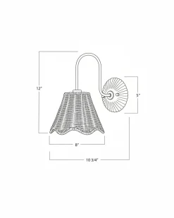 VND6475 StyleCraft Home Collection Lucinda Rattan Scallop Wired Sconce