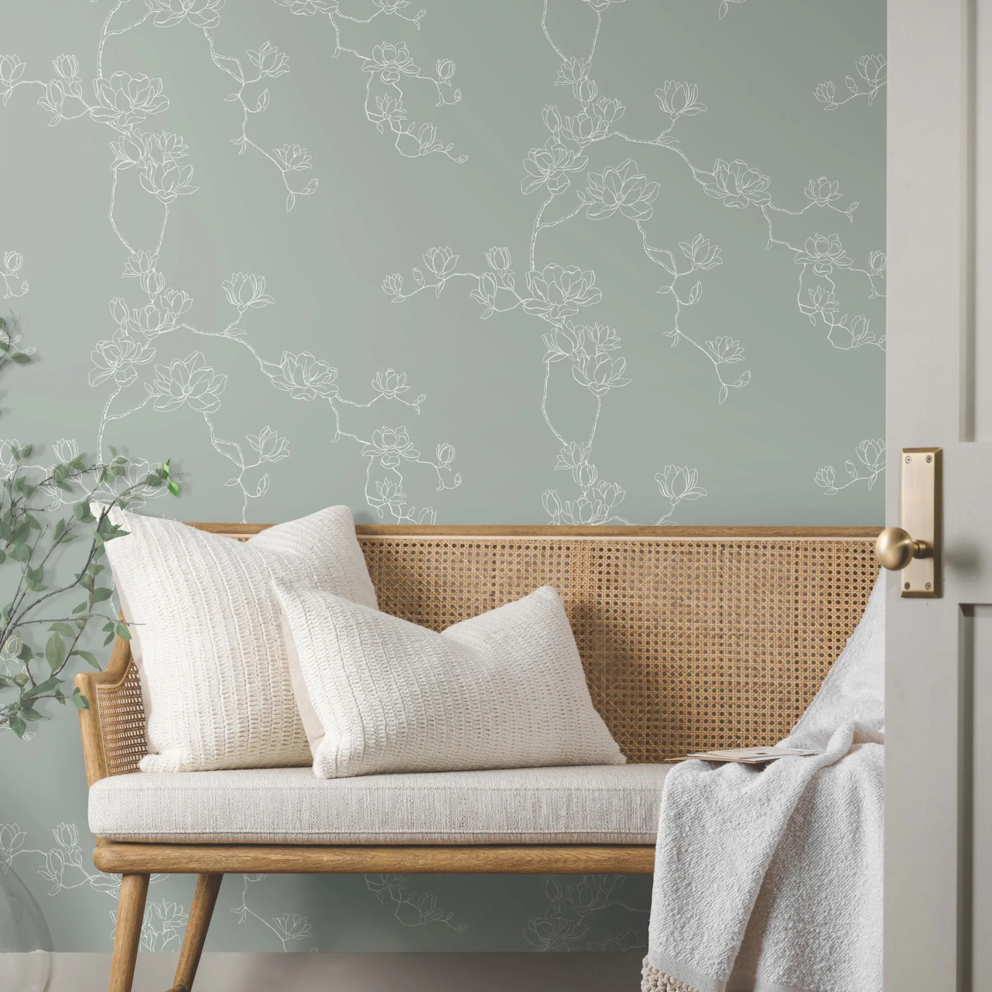 VND2730 York Wallcoverings Magnolia Branches Wallpaper