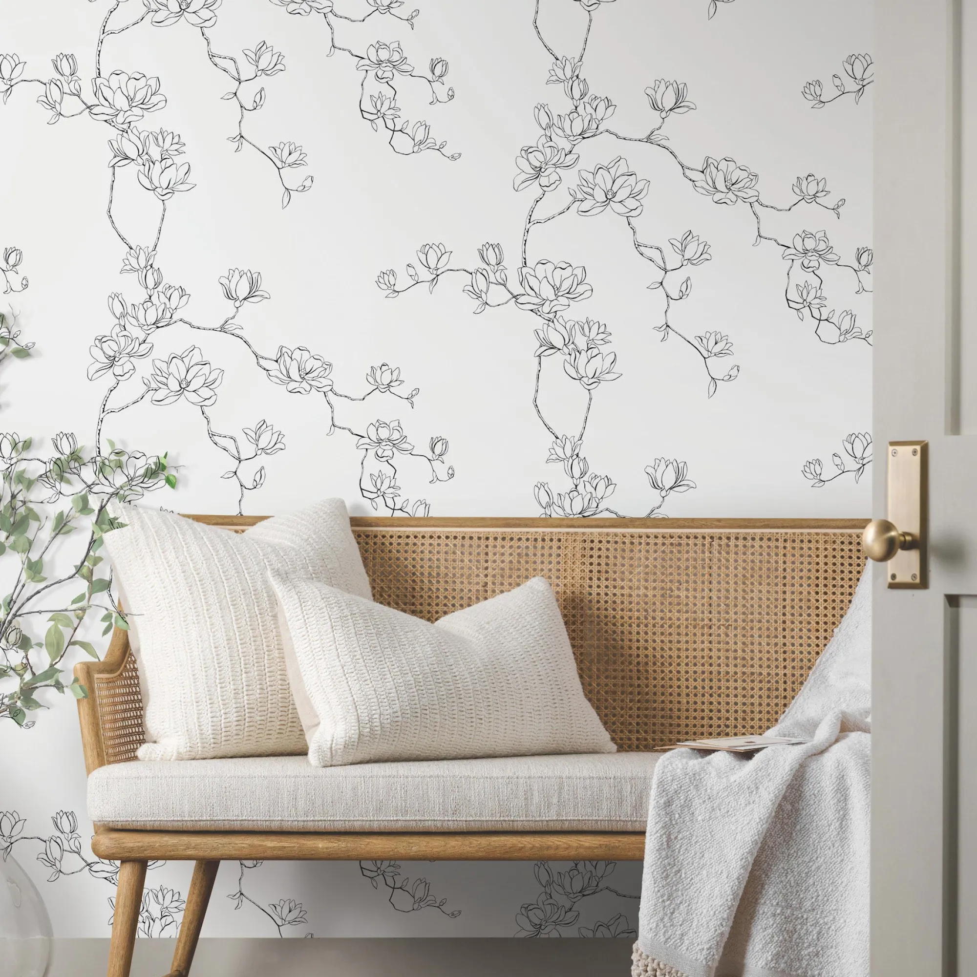 VND2730 York Wallcoverings Magnolia Branches Wallpaper