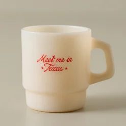 VND0179 Hole In The Roof Marketing Inc Magnolia Meet Me in Texas Beige Milk Glass Mug